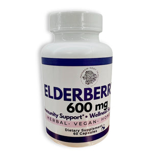 Pure Elderberry 600 mg Vegan Capsules - Rainbow Root Teas