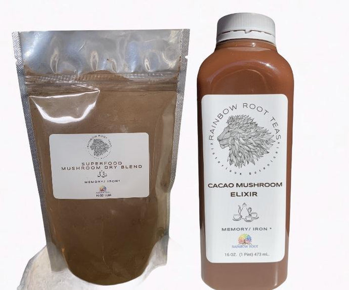 Combo Cacao / Carob 10 Mushroom Superfood - Rainbow Root Teas, [elderberry teas], [seamoss gels], [rainbowrrotteas]