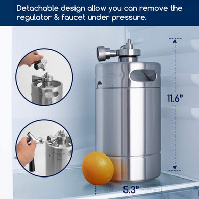 RENTAL KEG ONLY KOMBUCHA KEG -Monthly Rental 320 OZ Double-Walled Mini Keg Growler, Pressurized Home Kombucha Dispenser System + Detachable Faucet / Regulator Keep Fresh & Carbonation - Rainbow Root Teas