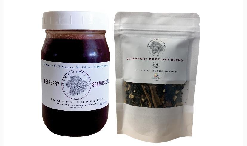 Combo Elderberry Dry Blend Tea & Seamoss - Rainbow Root Teas, [elderberry teas], [seamoss gels], [rainbowrrotteas]